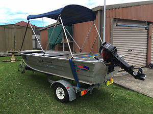 Quintrex Traveller 3.5mtr V Nose Punt, 15hp Mercury with Brooker Trailer