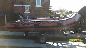 Chinook 15ft inflatable boat, 4hp Suzuki outboard and trailer