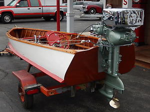 1952 Thompson Take-Along Wood Boat * Johnson P50 Motor * 12-Foot