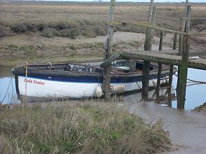 Fishing Boat 25ft Diesel Inboard moored at Thornham Harbour, Norfolk