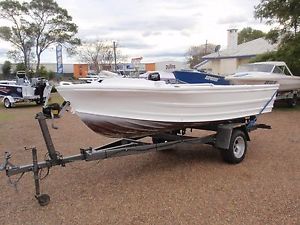 Aluminium 4.2m Qintrex Tinny Fishing Boat Hull & Trailer Project with 2 Engines.