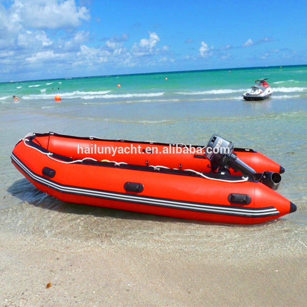 Red Pvc Tarpaulin Inflatable Boat With Motor