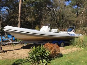 COBRA 7.5M METER RIB POWER BOAT TRAILER EVINRUDE 225 ENGINE 1997