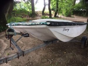 dory boat 13 foot by 5 -engines available 2 or 4 stroke can deliver