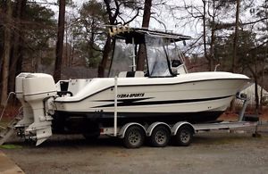 26/ Hydra-sports 2596 center console w/twin 200's & triple axle trailer