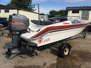 Picton Sun Sport speedboat ski boat 90 HP Mariner outboard engine like Fletcher