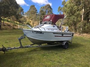 Allycraft Sea Nymph Aluminium Half Cabin Boat 70hp Johnson 2013 model Trailer