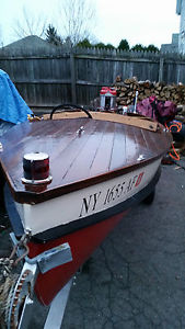 1957 Thompson Cedar Strip Wooden Runabout 14 foot wood wooden boat