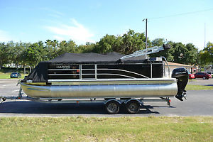 2014 Harris FloteBote Cruiser 220 Tritoon Pontoon 150 Merc 4S +Trailer 73 Hrs.