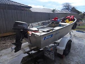 Aluminium 3.7m HD Dingy, 15HP motor, near new trailer