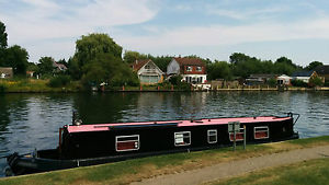 48' livaboard narrowboat on mooring in Chertsey, close to London