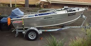 Stacer 429 Seahorse Aluminium Wide Body Walk Around Boat With Extras