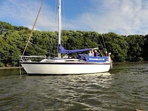 Colvic Sailor 29 ft bilge keel sailing boat lying Hamble