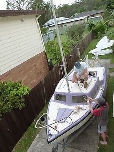 Brolga fiberglass double hull 17ft Sailer trailer