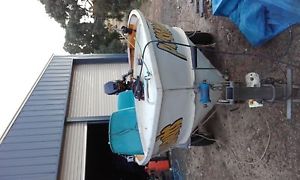 boat aluminium tinny 3.7mt long Savage Mercury motor 9.9 hp.