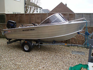 Quintrex 430 Estuary Angler. Aluminium Sports Fishing Boat. 40hp Outboard. PTT