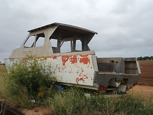 catamaran boat hull fiberglass and timber top with 6 wheel trailer