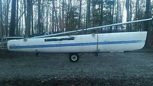 1983 Boston Whaler SuperCat 17 Sailboat Catamaran Galvanized Highlander Trailer