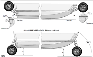 Amphibian equipment legs for boats up to 2500kgs