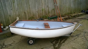 8ft Tender Rowing Boat with Launching Trolley and Oars