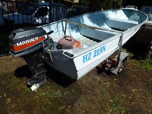 Boat Aluminium tinnie 12' with 9.9 Mariner and trailer Call 0490771661