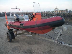 power boat rib Avon 3.5m Mariner 20HP trailer