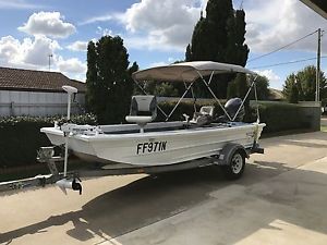 4.5m Quintrex Slogger Boat Punt Tinny 60 HP Yamaha Electric Motor