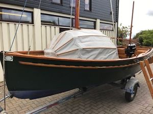 15ft Sailing Dinghy - Gunter Rigged Yawl c/w 4hp Mercury, Cover & Snipe Trailer